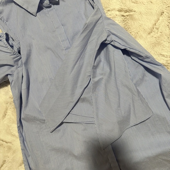 Worthington Light Blue Cold Shoulder Button Down Collar Shirt - Picture 2 of 11